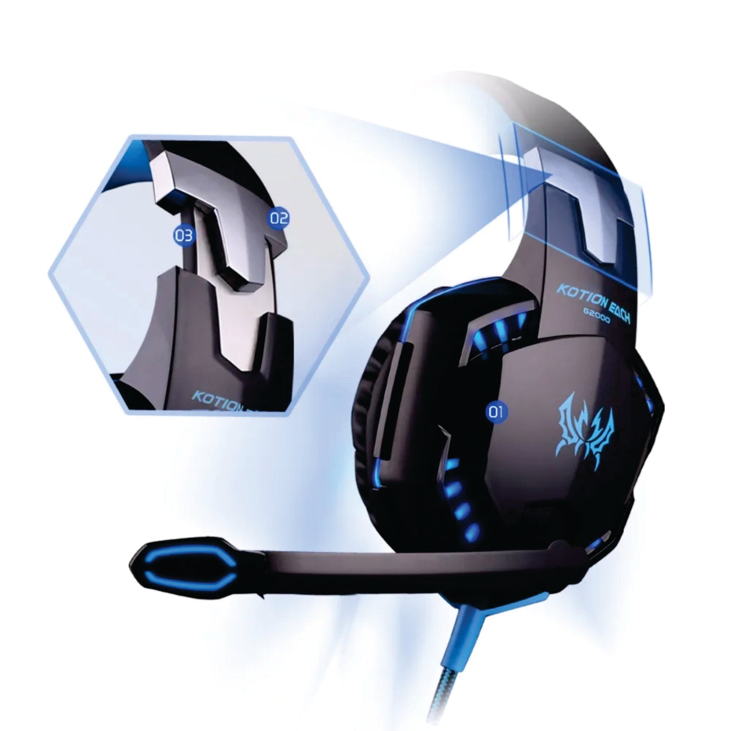 Fone de OPuvido DATA FROG Gamer c/ microfone LED