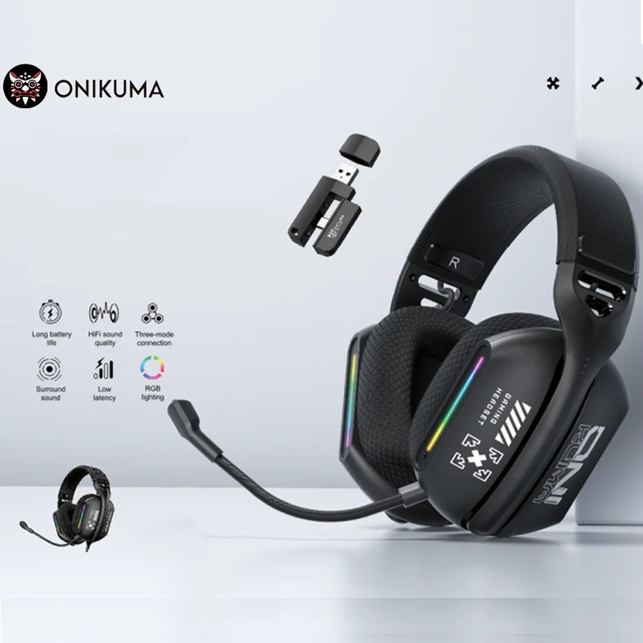 Fone de ouvido ergonômico ONIKUMA GT808 Gamer5.3 Wireless para PC PS5