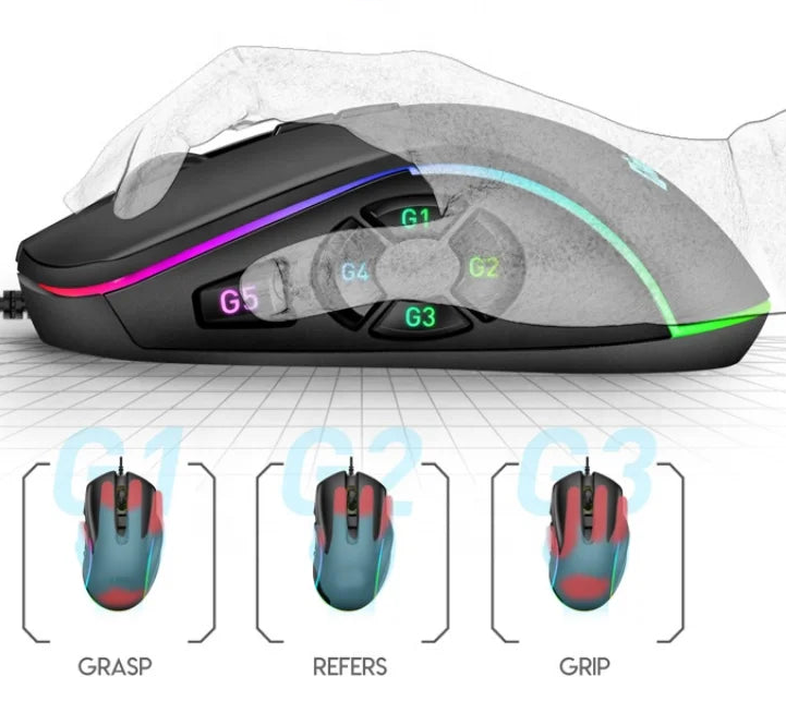 MOUSE USB COM FIO GAMER 7200DPI RGB