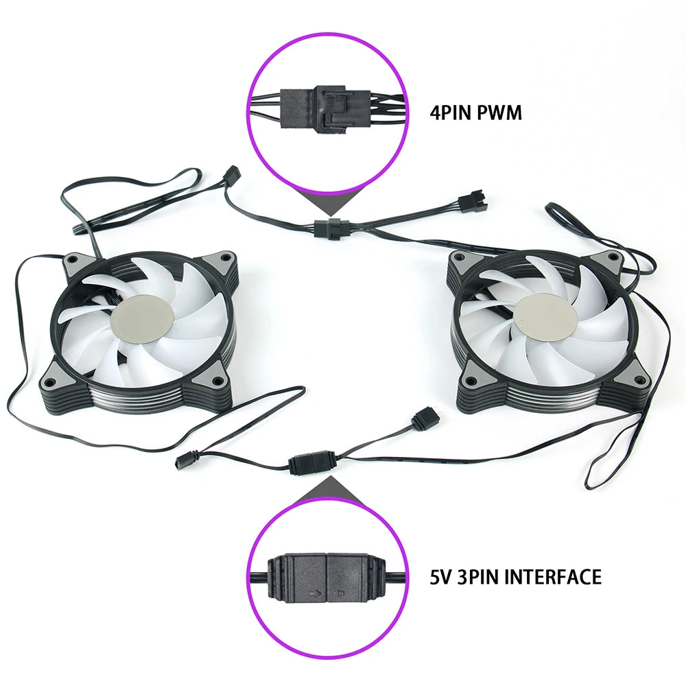 KIT 5 FAN PC RGB 120mm RGB Fan 4pin PWM CPU
