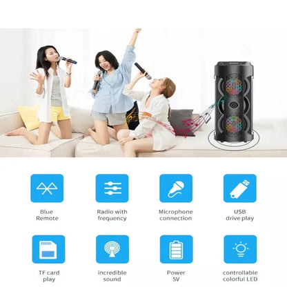 Caixa Som Bluetooth Torre Portátil 20W Fm Mp3 Usb Sd Microfone
