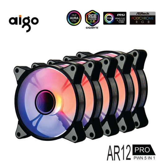 KIT 5 FAN PC RGB 120mm RGB Fan 4pin PWM CPU