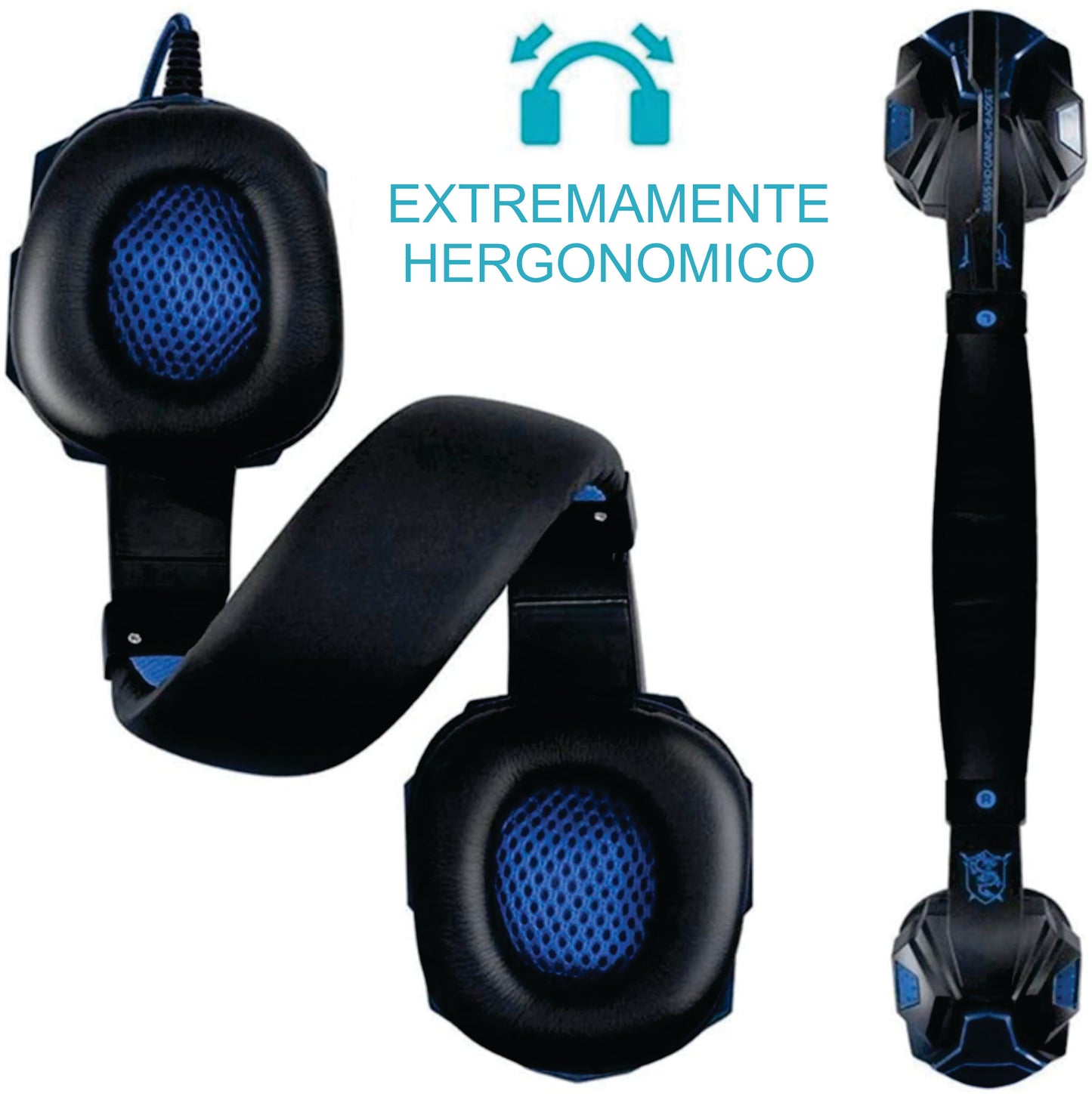 Fone gamer c/ microfone ajustável para PC (PS4 PS5 Xbox Smartphone Laptop)