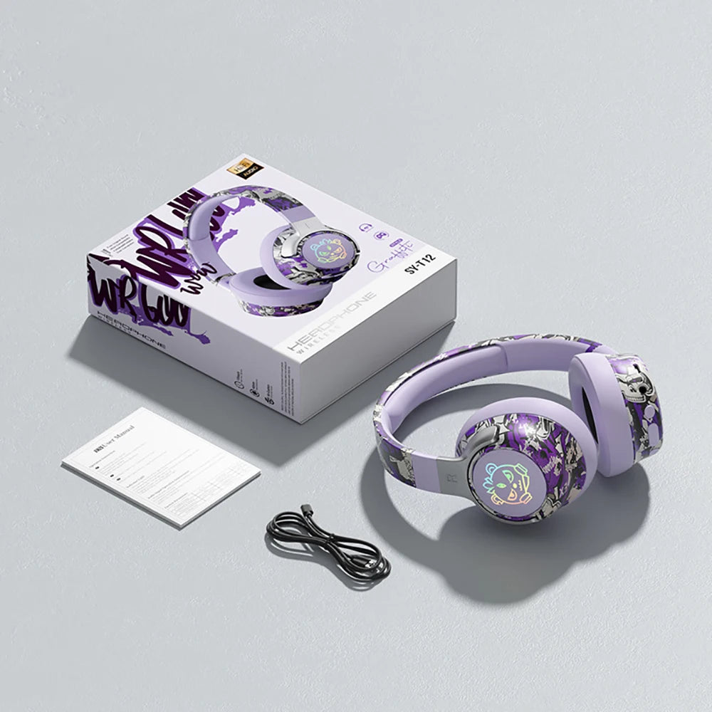 Fone de ouvido gamer Bluetooth 5.3 -  microfone com cancelamento de ruído, protetores auriculares confortáveis para PC