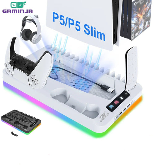 Suporte de resfriamento GAMINJA P58 RGB para console PS5 Slim