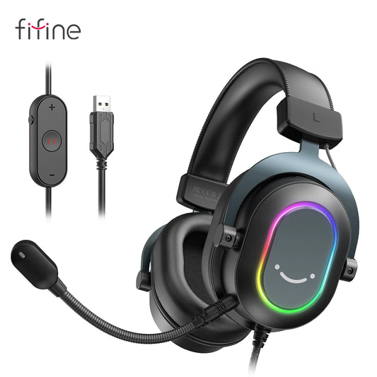 Fone de ouvido Fifine Dynamic RGB Gamere 7.1 Surround Sound PC PS4 PS5