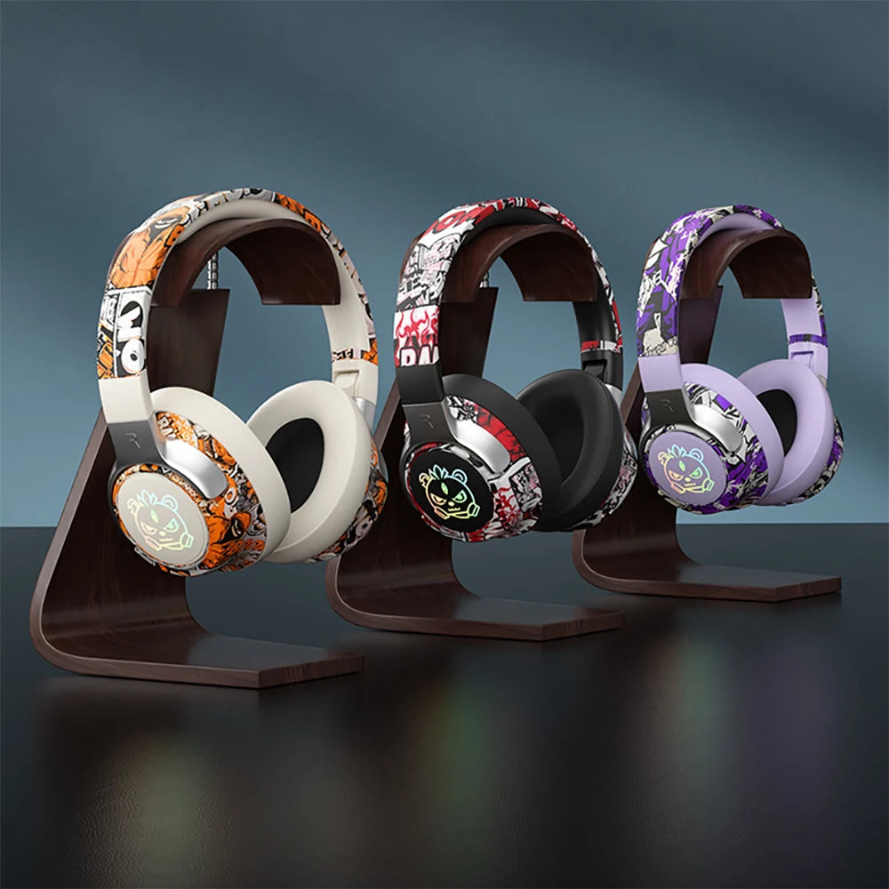 Fone de ouvido gamer Bluetooth 5.3 -  microfone com cancelamento de ruído, protetores auriculares confortáveis para PC