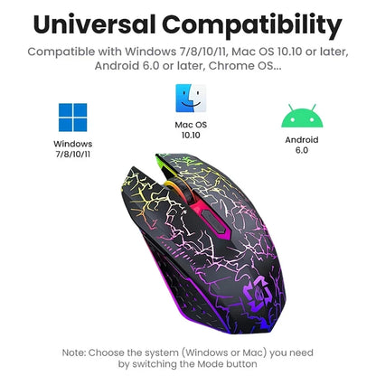 Mouse gamer RGB c/ bateria recarregável Dual (Bluetooth 5.2 ,Wireless 2.4)
