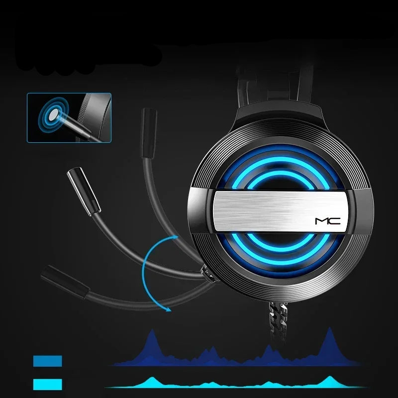 Ha gamer RGB com fio para PC PS4, com microfone HD flexível de 3,5 mm para Xbox PS5 Switch, jogos de computadorrofissional