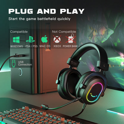 Fone de ouvido Fifine Dynamic RGB Gamere 7.1 Surround Sound PC PS4 PS5