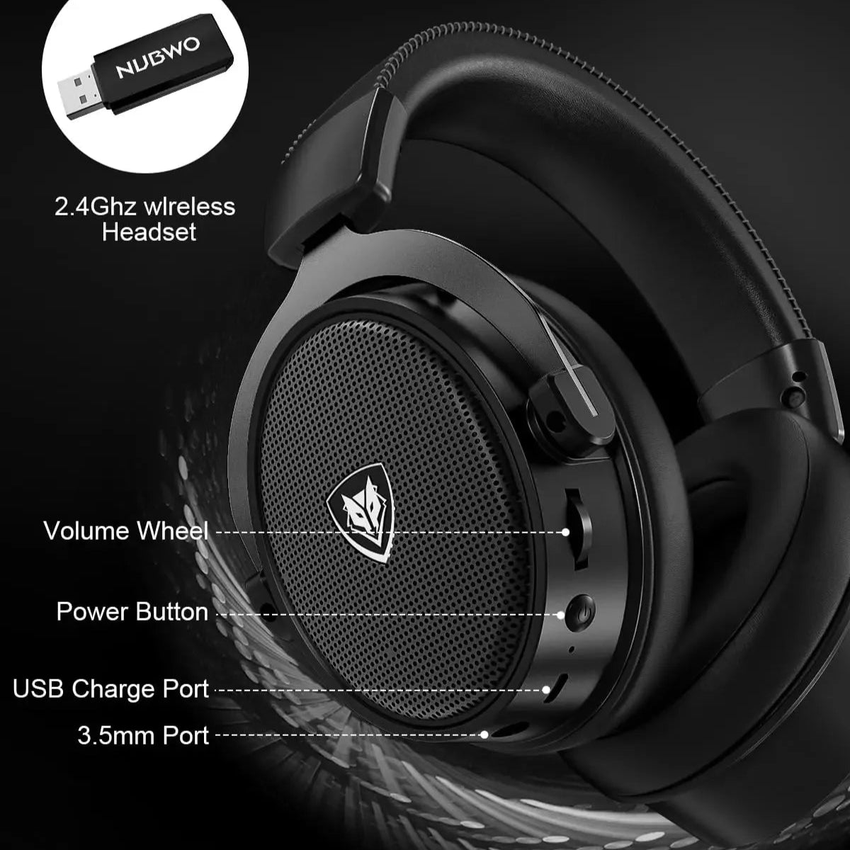 Fone de ouvido gamer s/ fio NUBWO G07 Wireless para PC, PS4, PS5 2.4GHz cancelamento de ruído estéreo HIFI de latência ultrabaixa
