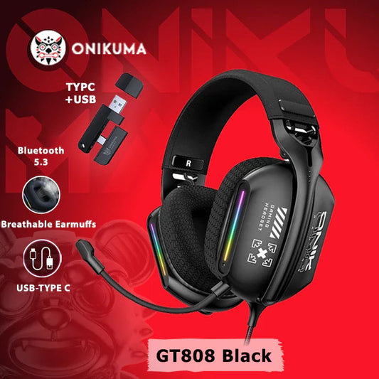 Fone de ouvido  ergonômico ONIKUMA GT808 Gamer5.3 Wireless para PC PS5