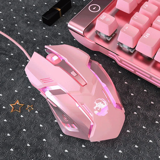 Mouse feminino RGB gamer (c/ fio e s/ fio recarregável) S6
