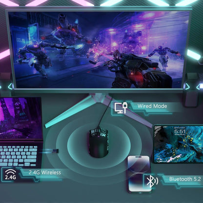 Mouse gamer sem fio ATTACK SHARK X11 PixArt PAW3311 com três modos, base de carregamento e sensor para jogos, mouse sem fio BT/2.4G