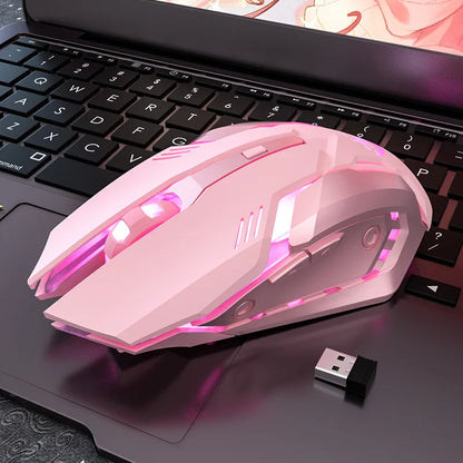 Mouse feminino RGB gamer (c/ fio e s/ fio recarregável) S6
