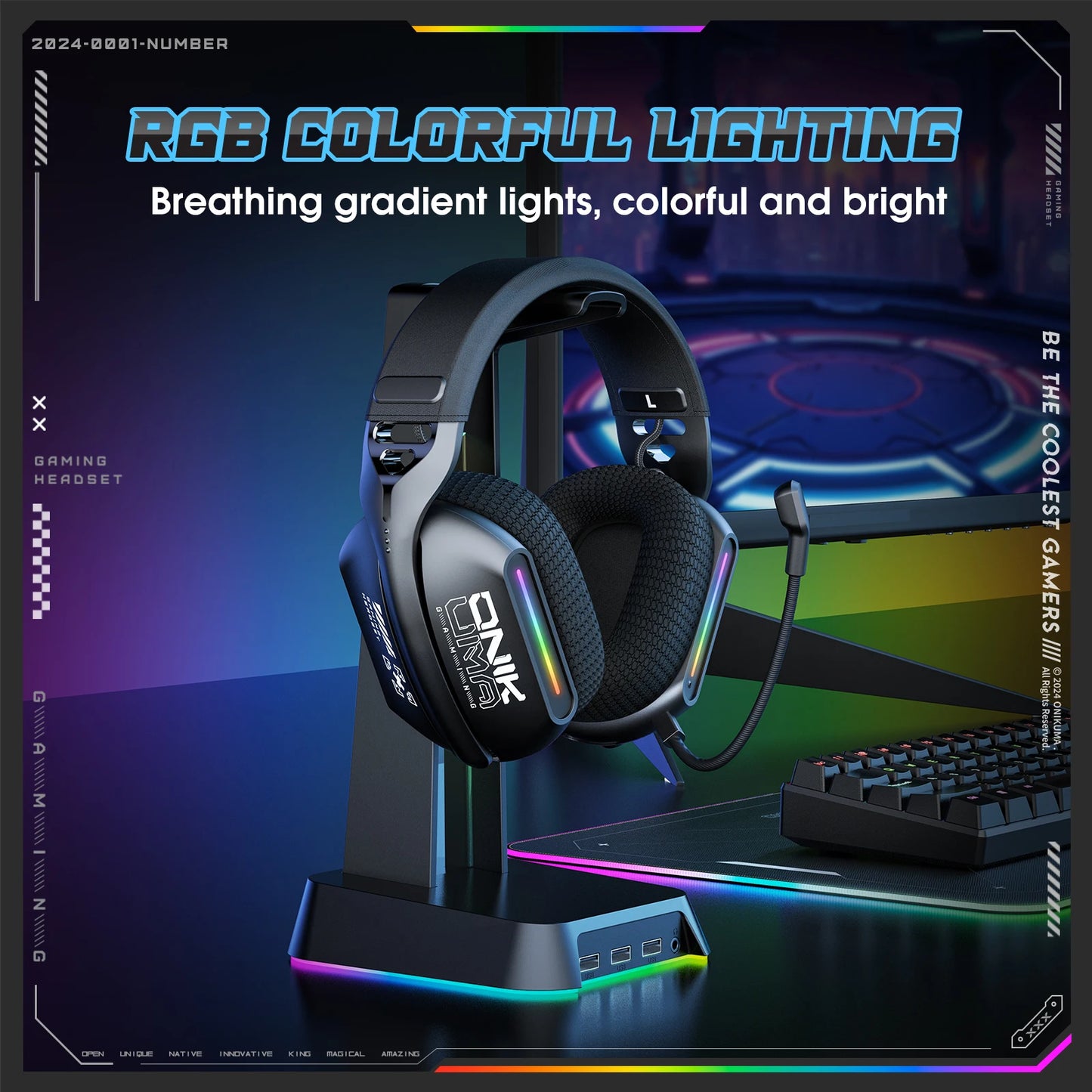 Fone de ouvido  ergonômico ONIKUMA GT808 Gamer5.3 Wireless para PC PS5