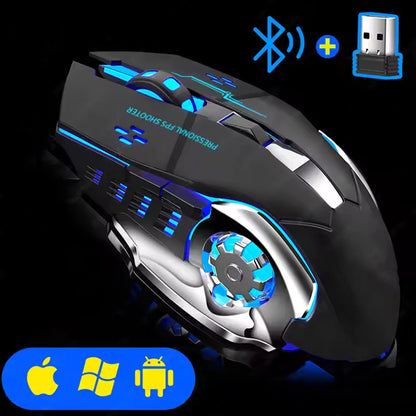 Mouse RGB s/ fio Recarregável gamer e-sport