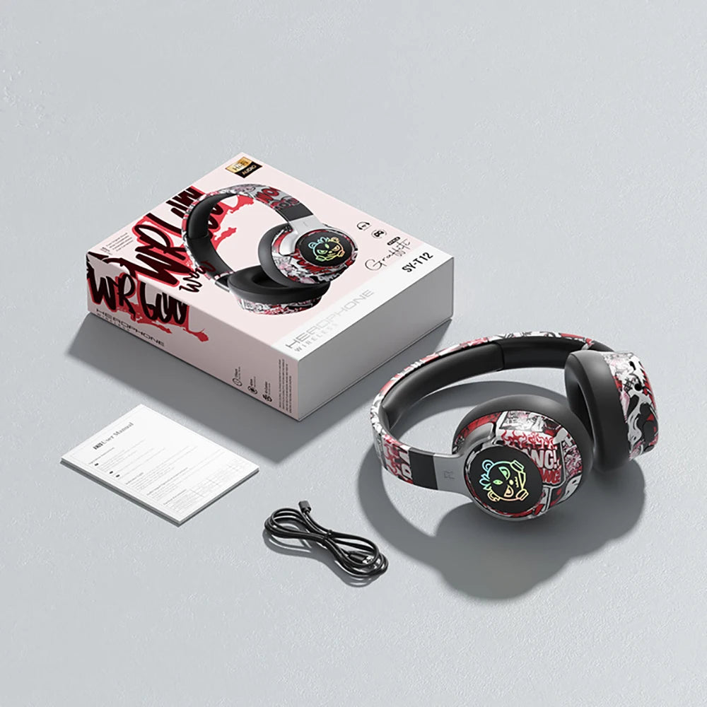 Fone de ouvido gamer Bluetooth 5.3 -  microfone com cancelamento de ruído, protetores auriculares confortáveis para PC