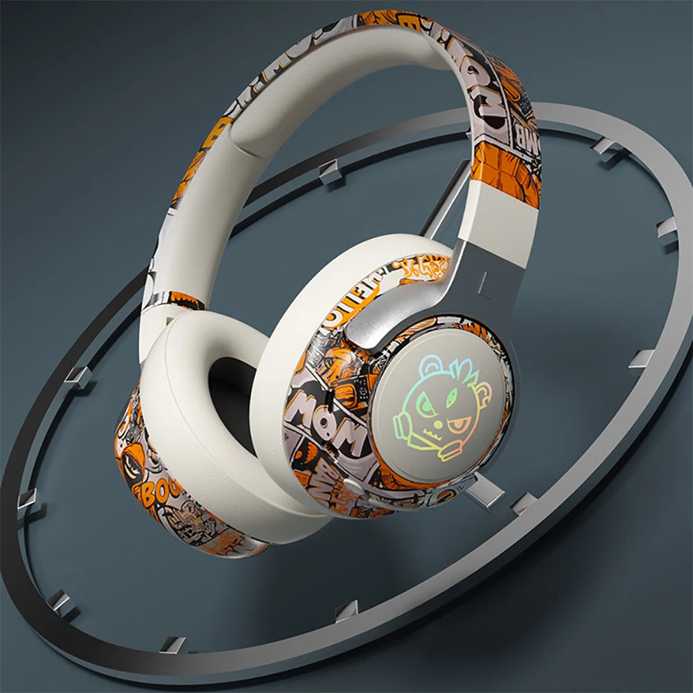 Fone de ouvido gamer Bluetooth 5.3 -  microfone com cancelamento de ruído, protetores auriculares confortáveis para PC