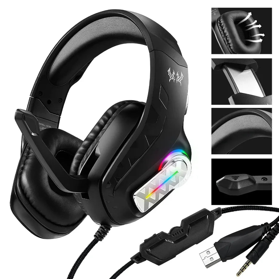 Fone de ouvido G4100 Gamer c/ Microfone 3.4mm para PC PS4 Xbox RGB Led