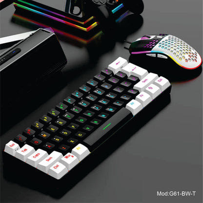 Kit Teclado mecânico e Mouse  gamer com fio ultracompacto com retroiluminação RGB c/ teclas a prova d'água