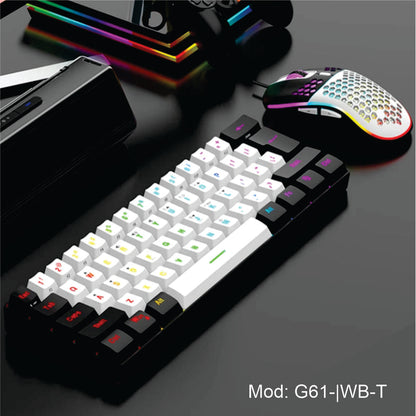 Kit Teclado mecânico e Mouse  gamer com fio ultracompacto com retroiluminação RGB c/ teclas a prova d'água