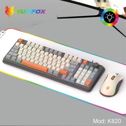 Kit Teclado mecânico e Mouse  gamer com fio ultracompacto com retroiluminação RGB c/ teclas a prova d'água