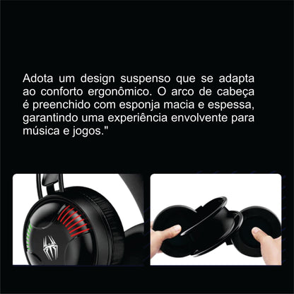 Fone de ouvido profissional para jogos LDON L523 com fio, microfone LED e plugue USB, adequado para vários dispositivos, laptop e desktop