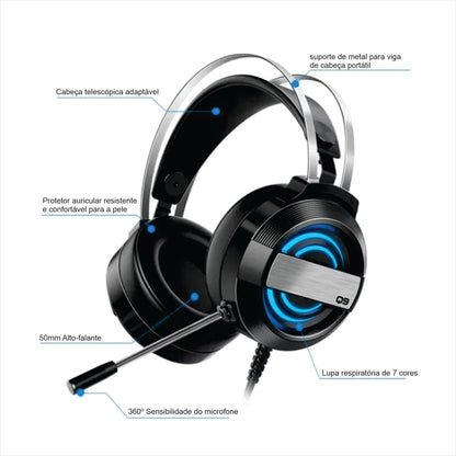 Ha gamer RGB com fio para PC PS4, com microfone HD flexível de 3,5 mm para Xbox PS5 Switch, jogos de computadorrofissional