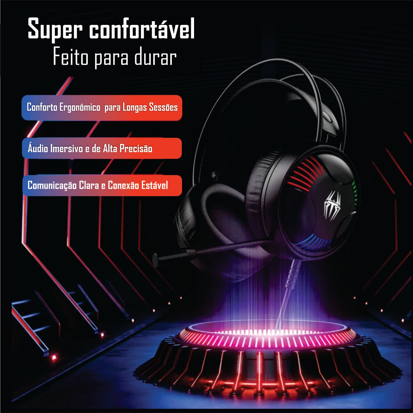 Fone de ouvido profissional para jogos LDON L523 com fio, microfone LED e plugue USB, adequado para vários dispositivos, laptop e desktop