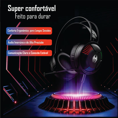 Fone de ouvido profissional para jogos LDON L523 com fio, microfone LED e plugue USB, adequado para vários dispositivos, laptop e desktop