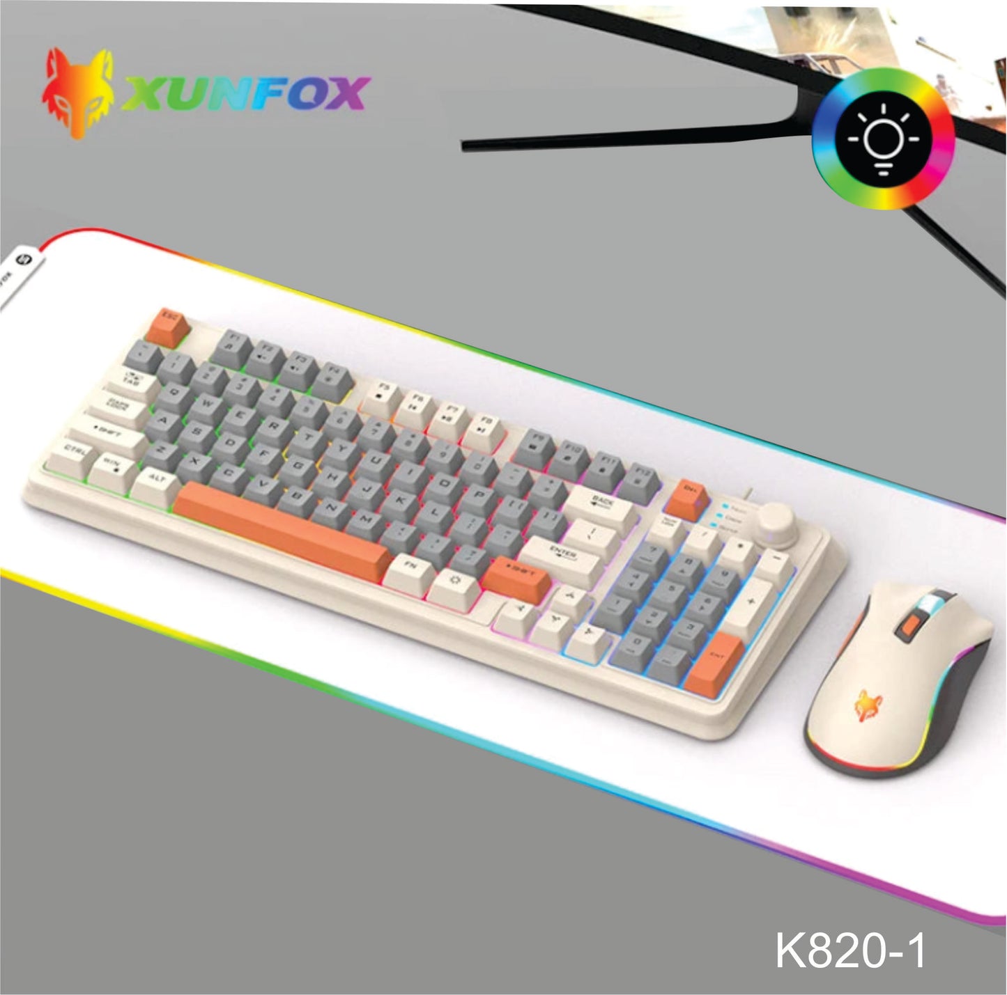 Kit Teclado mecânico e Mouse  gamer com fio ultracompacto com retroiluminação RGB c/ teclas a prova d'água